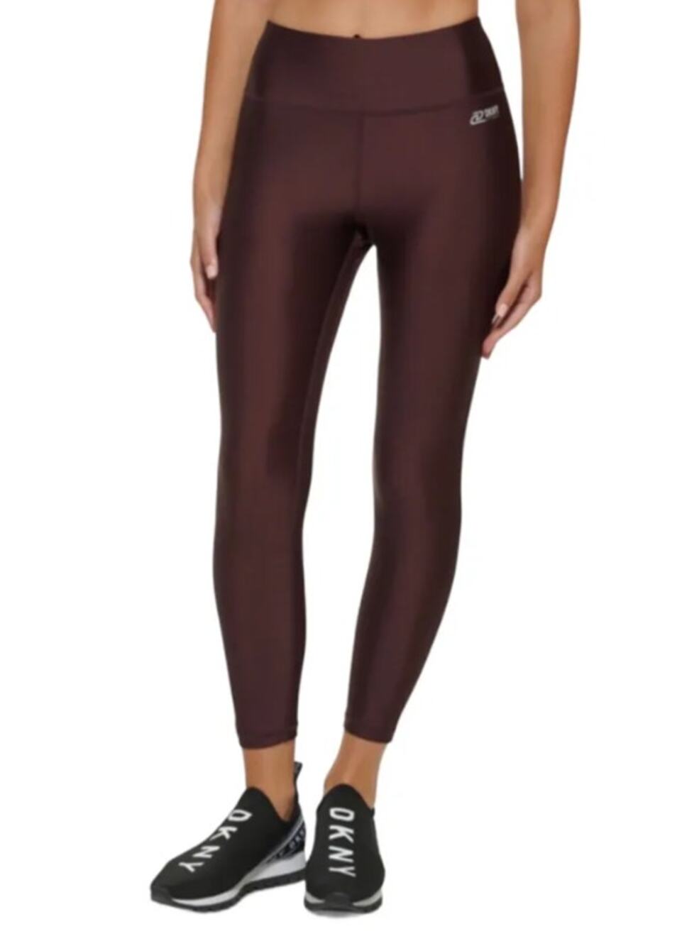 DKNY Sport High Waist 7/8 Leggings XS Burgundy Purple Shine Yoga Stretch NWT